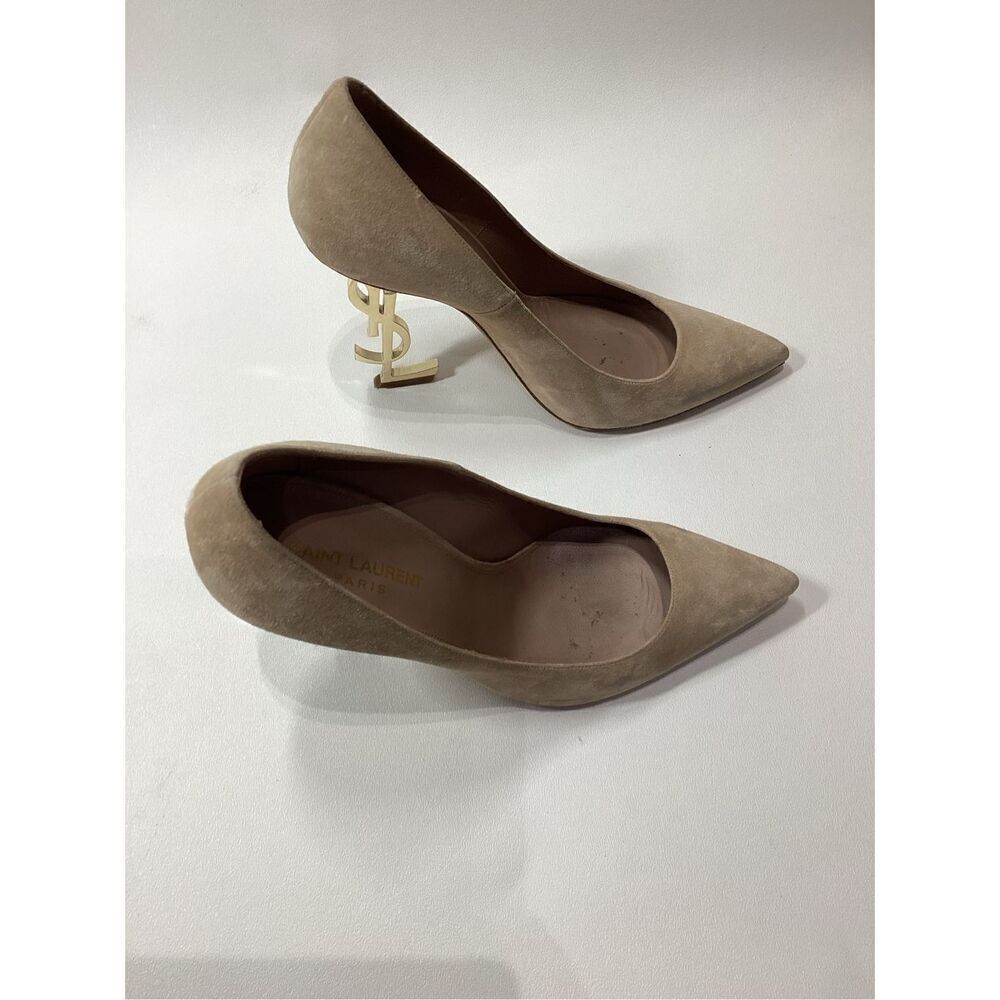 Yves Saint Laurent YSL Opyum Gold Suede Beige Pump Size EU 40 - Picture 4 of 17